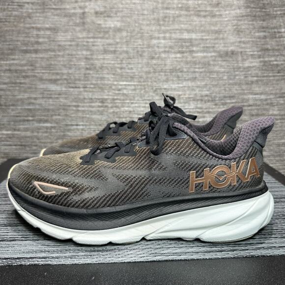 Hoka One One Shoes - Hoka Clifton 9 Running Shoes Black Rose Gold 1132211 BRGL - Women's 9 B